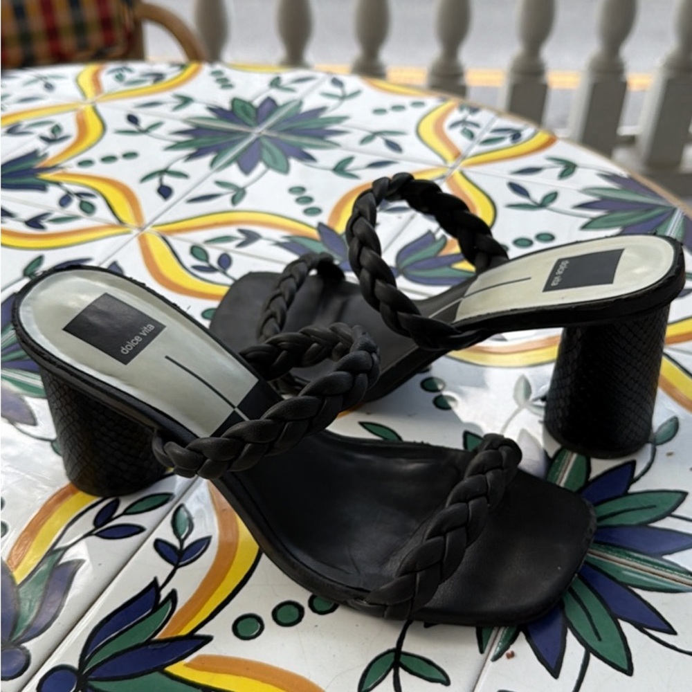 Dolce Vita Black Braided Heeled Sandals
